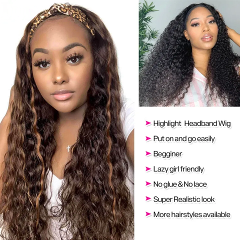 Malaysian Water Wave Headband Wig