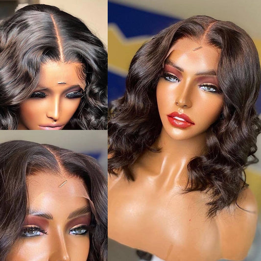 Short Body Wave Lace Frontal  Pre Plucked Baby Hair Brazilian T Part Lace Front Bob Wig