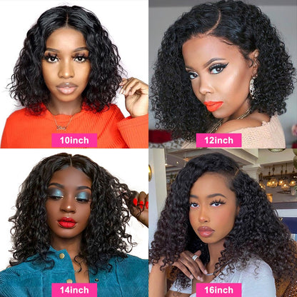 Short Curly Water Wave Malaysian Lace Front Wig