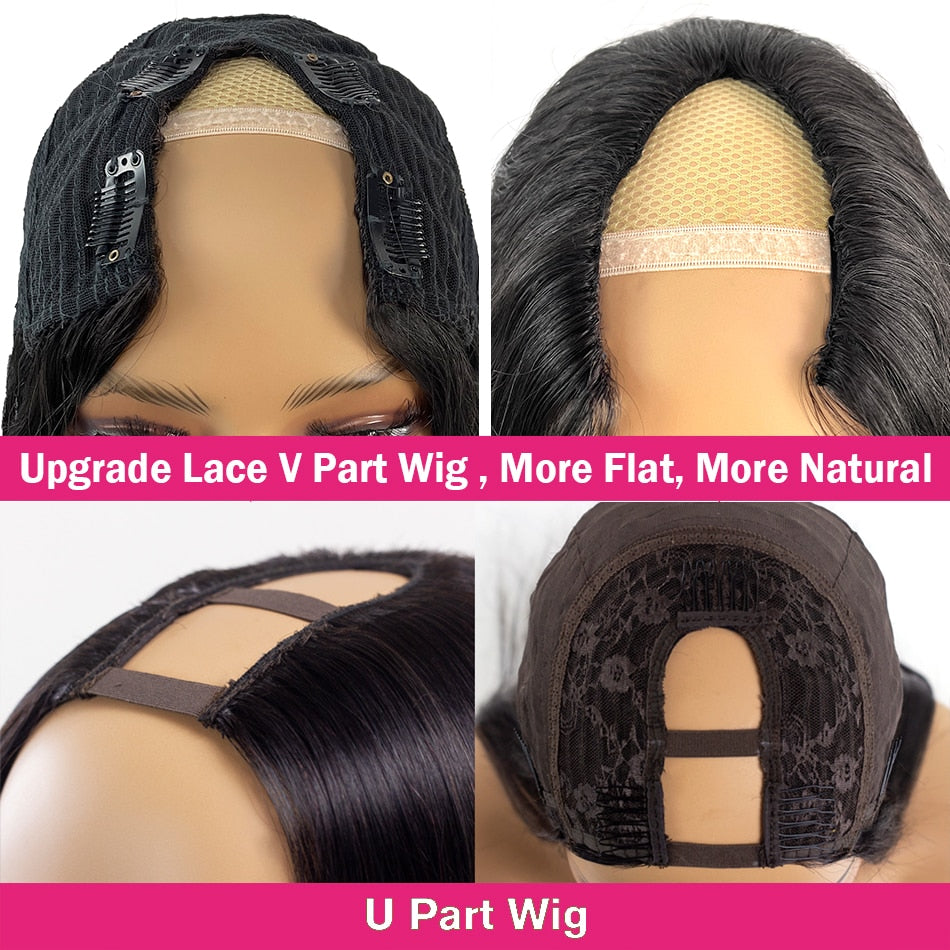 V Part  Brazilian Deep Wave Human Hair Wigs