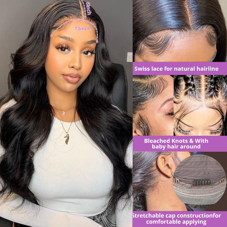 Transparent Peruvian Remy Body Wave Lace Frontal Wig