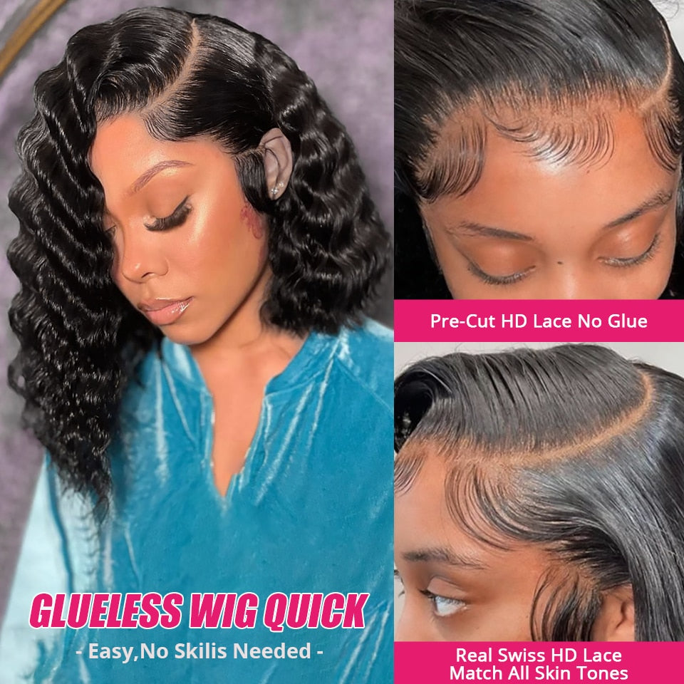 Ready To Wear PreCut Preplucked Deep Wave Lace Front Wig