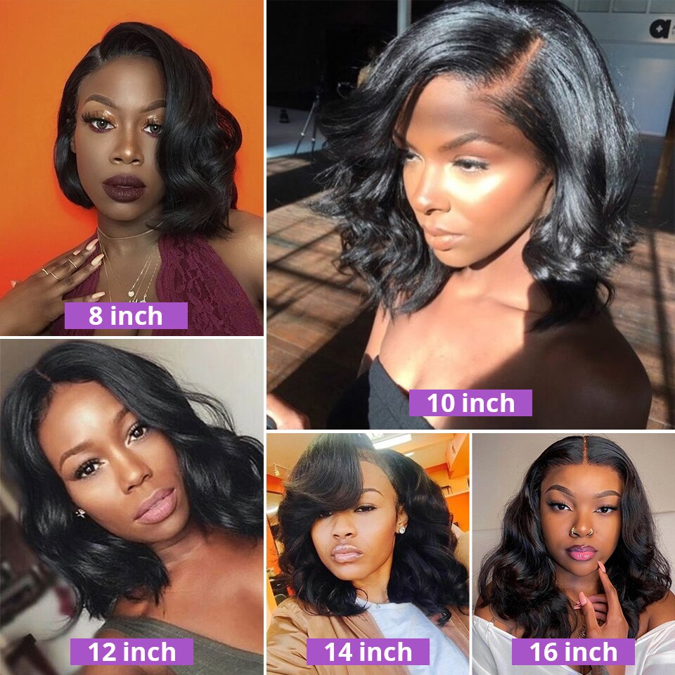 Body Wave Short Wavy Pre-plucked Lace Front Wig