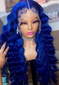 Blue Deep Wave Lace Front Remy Brazilian Human Hair Wig