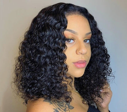 Short Curly Water Wave Malaysian Lace Front Wig