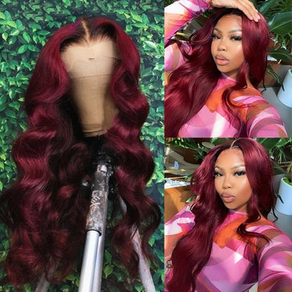 Ombre Burgundy Lace Frontal Brazilian Wigs